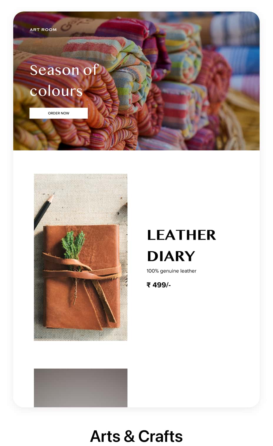 Customized Ecommerce Website for Arts and Hand Crafts