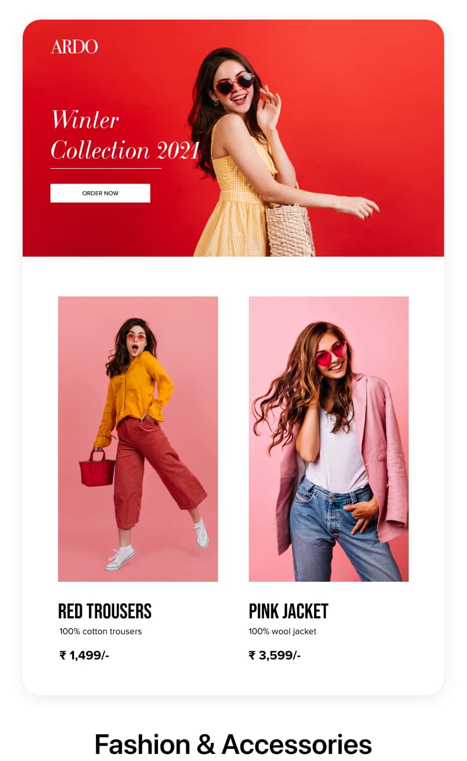 Customized Ecommerce Website for Fashion and Accessories