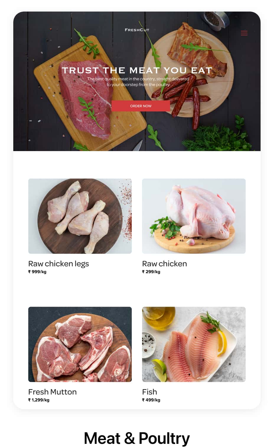 Customized Ecommerce Website for Meat and Agriculture Poultry Business